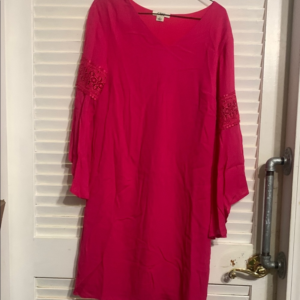 Hot Pink mini dress w/ flowing sleeves  size S